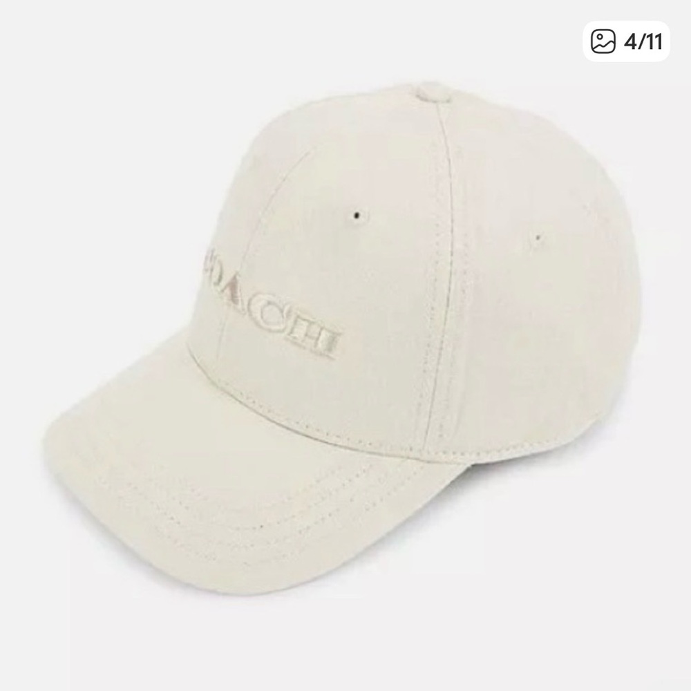 Coach Cream Embroidered Logo Baseball Cap - Picture 2 of 11